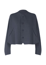 A product shot of the ISSEY MIYAKE CAMPAGNE cardigan in dark navy.