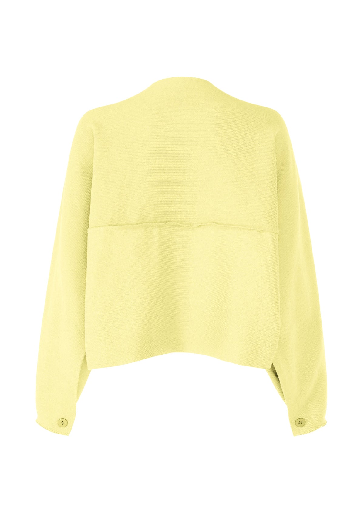 A detail shot of the ISSEY MIYAKE CAMPAGNE cardigan.