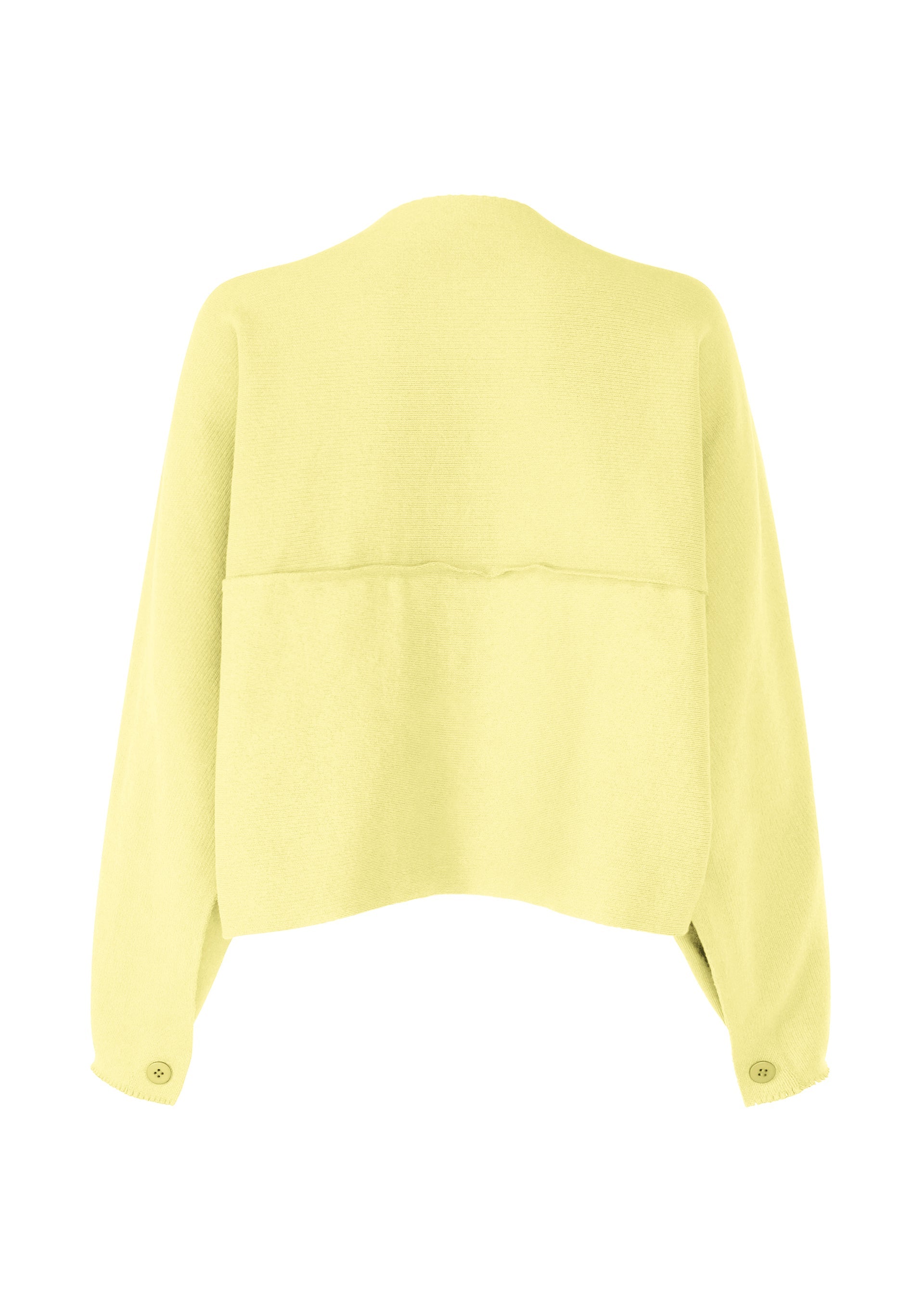 A detail shot of the ISSEY MIYAKE CAMPAGNE cardigan.
