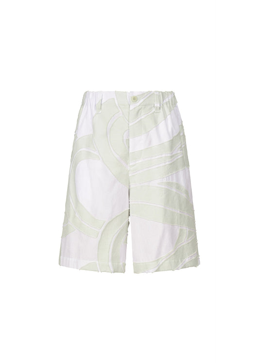A product shot of the ISSEY MIYAKE MEN SCENES trousers in mint (68).