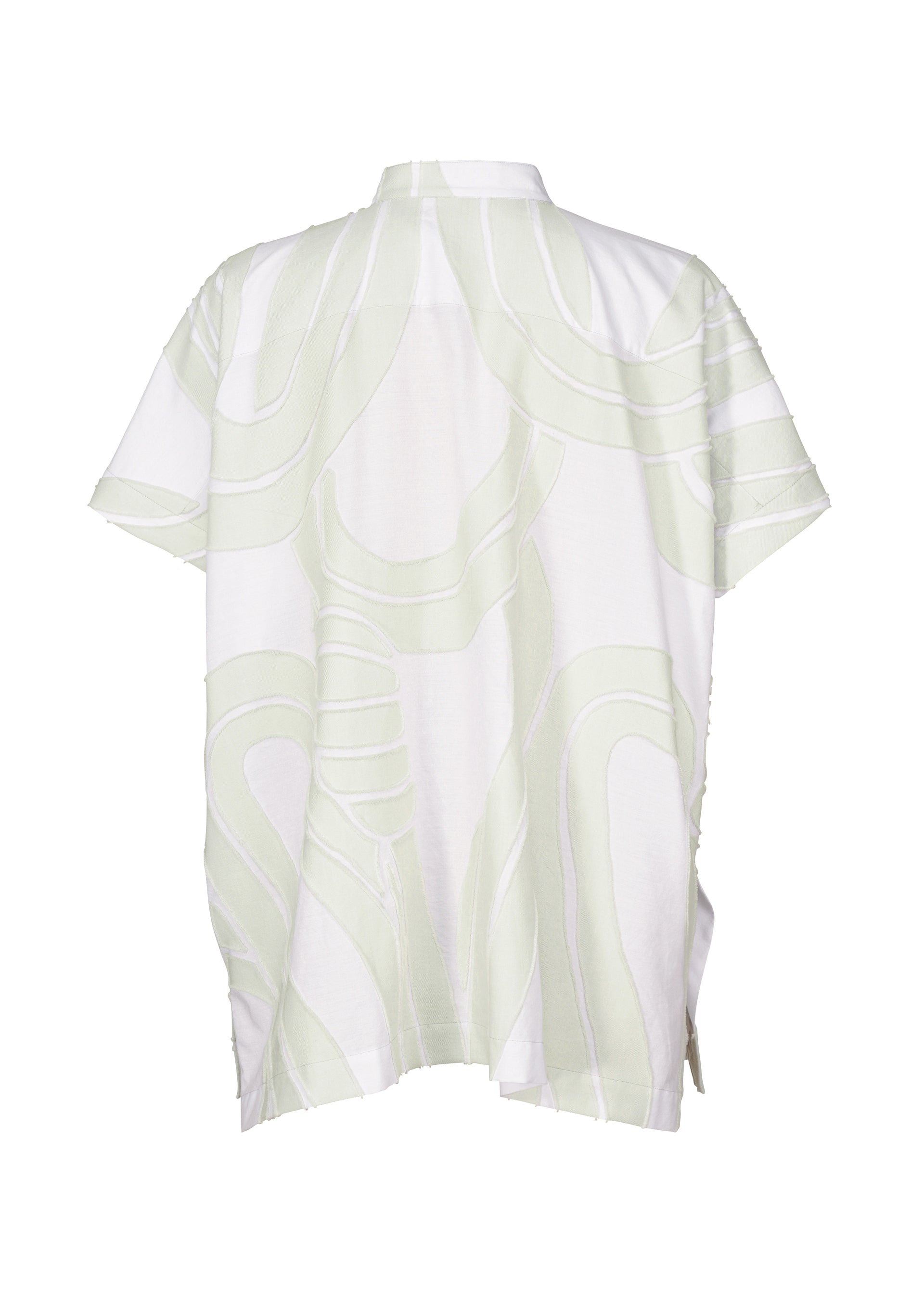A detail shot of the ISSEY MIYAKE MEN SCENES shirt.