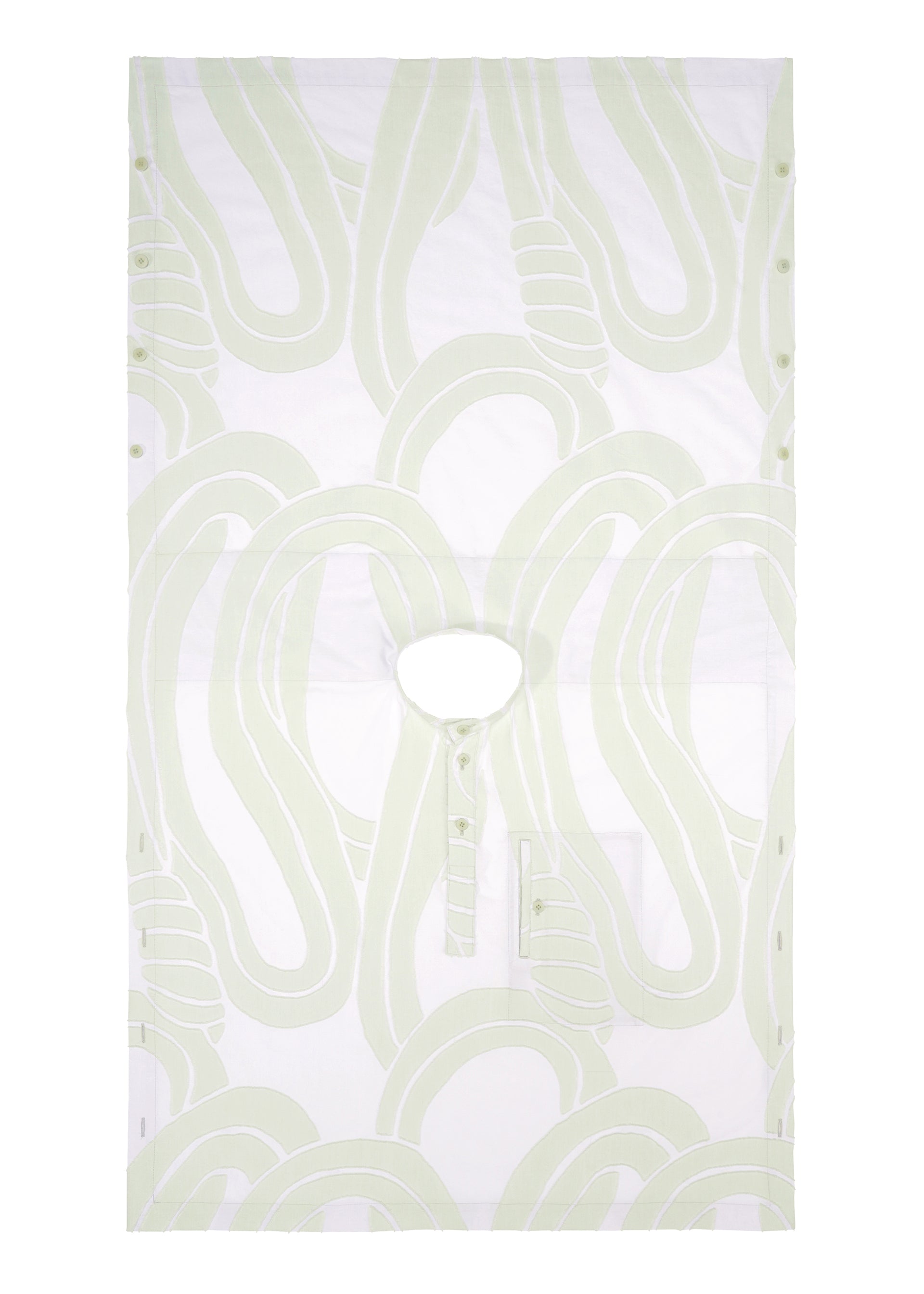 A detail shot of the ISSEY MIYAKE MEN SCENES shirt.