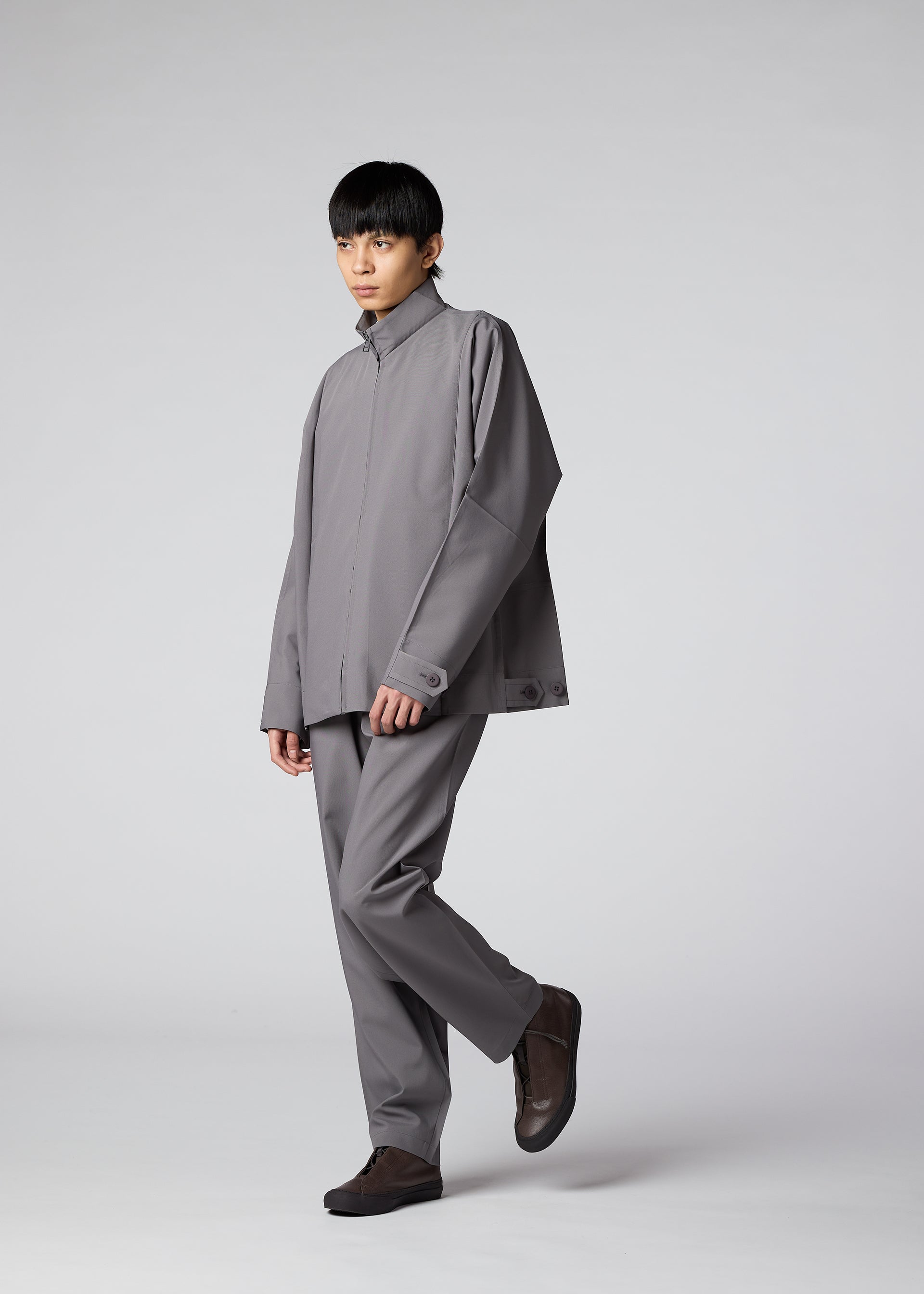 FLAT Blouson Jacket Grey – The official ISSEY MIYAKE ONLINE STORE