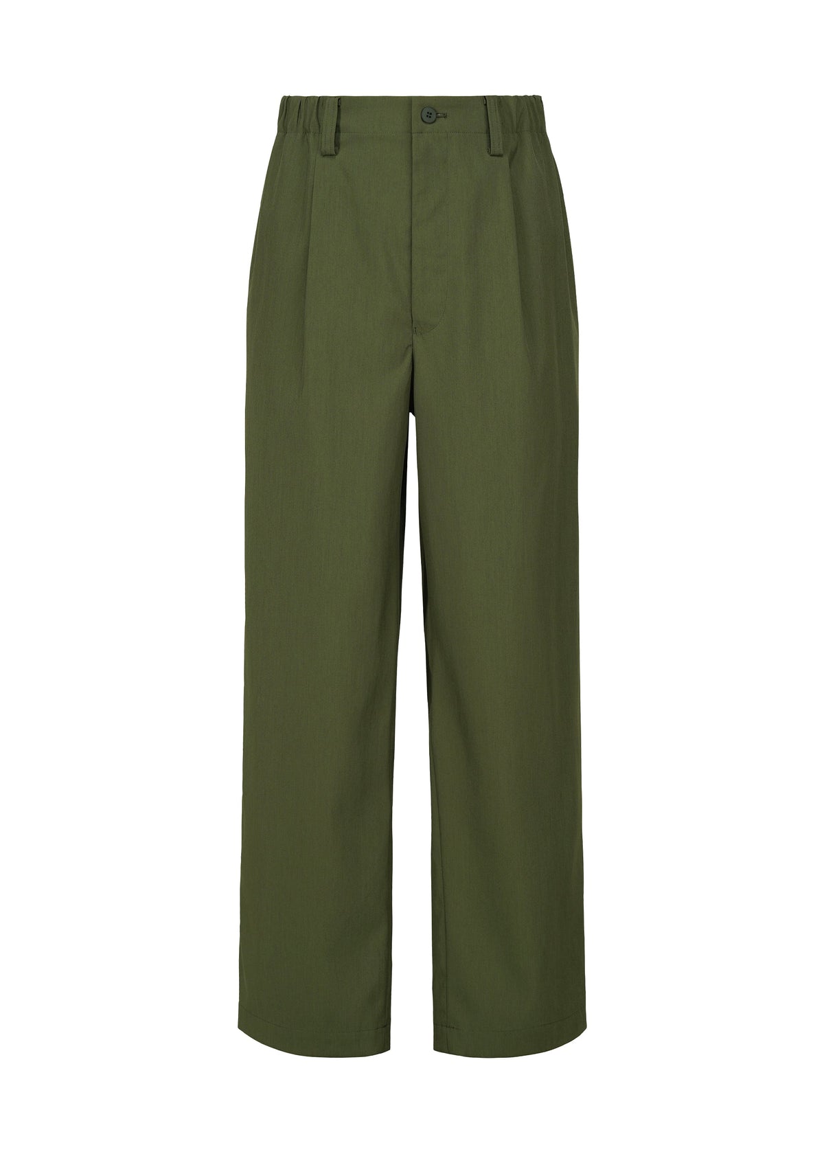 A product shot of the IM MEN AIR trousers in dark green.