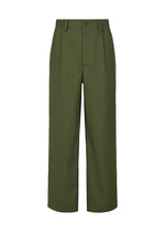 A product shot of the IM MEN AIR trousers in dark green.