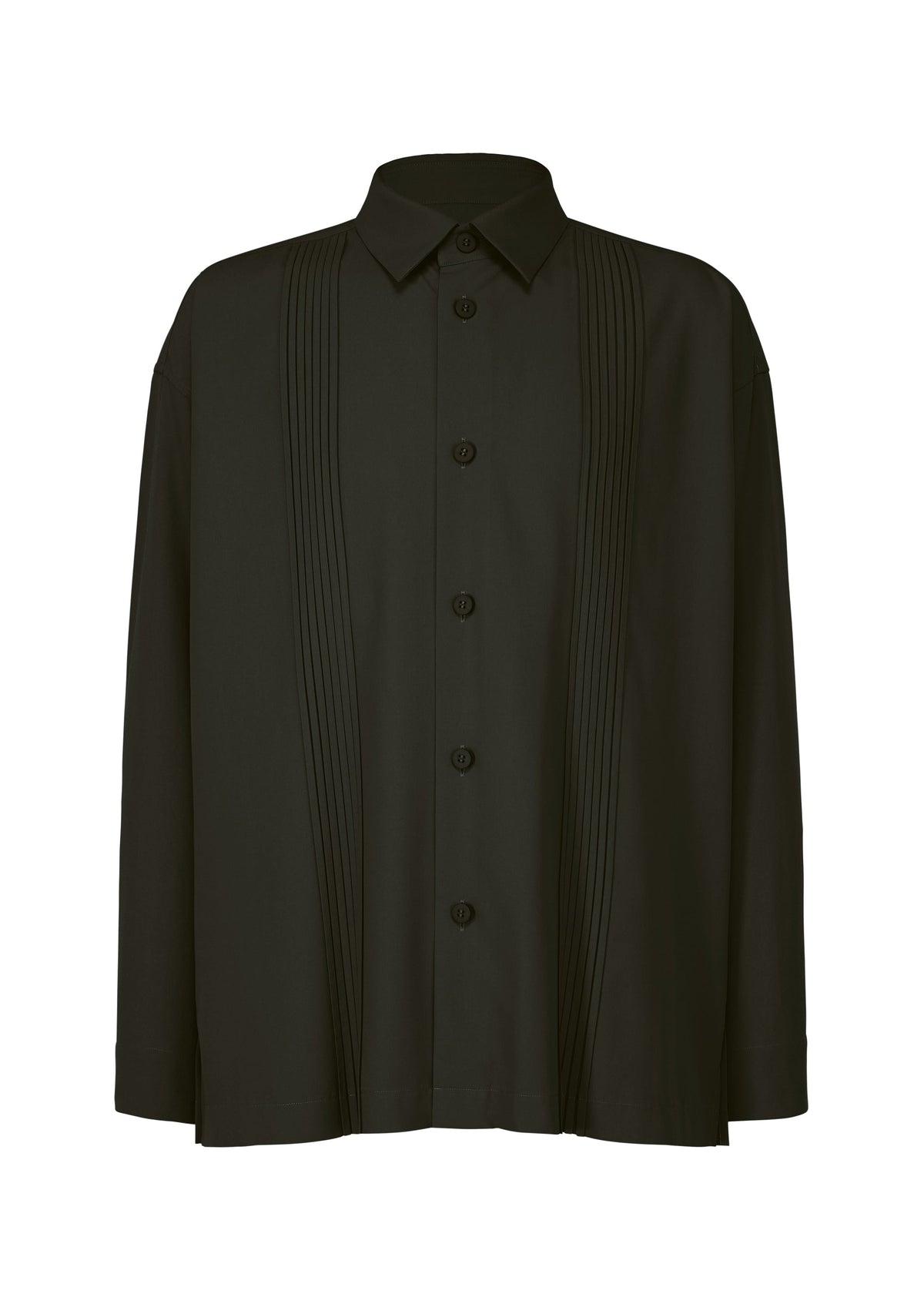 A product shot of the IM MEN PLEATS SHIRT shirt in black (15).