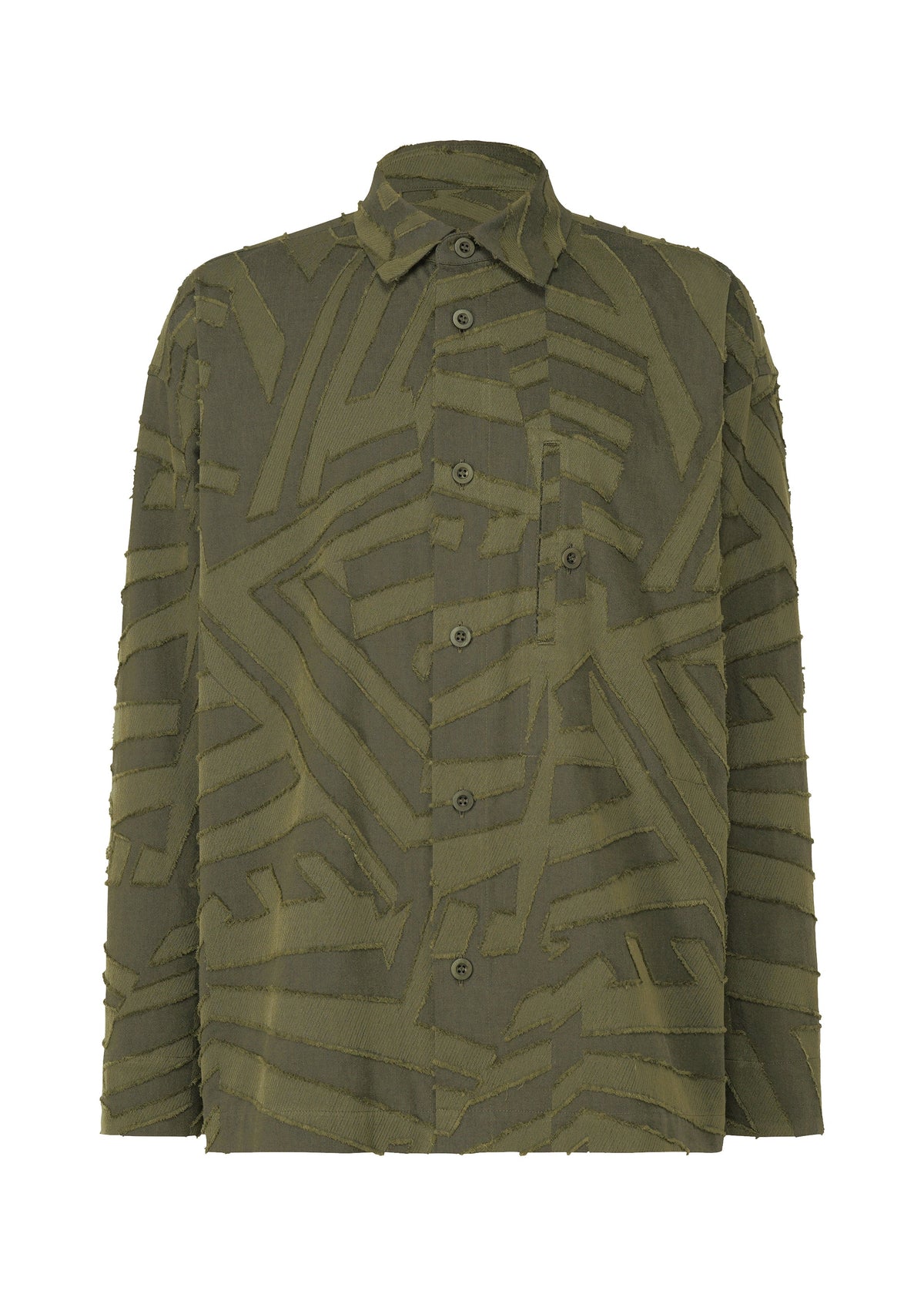 A product shot of the IM MEN GEOMETRY JACQUARD SHIRT shirt in dark green (63).