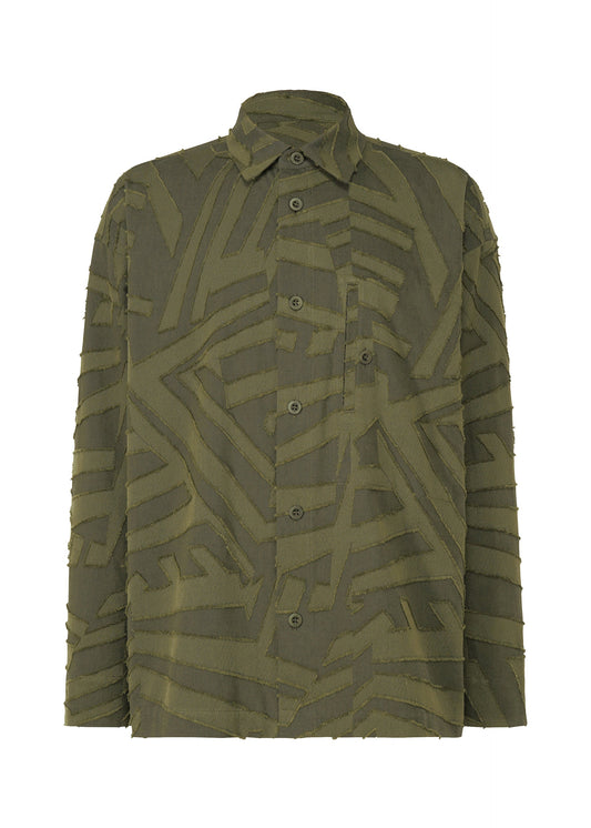 A product shot of the IM MEN GEOMETRY JACQUARD SHIRT shirt in dark green (63).