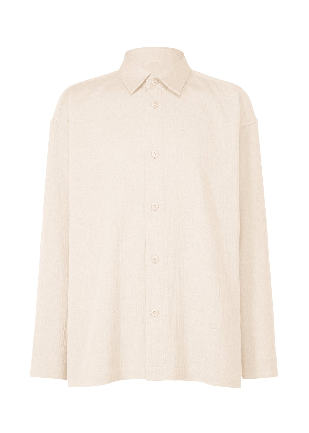 A product shot of the IM MEN DOUBLE WEAVE CREPE shirt in off-white (02).