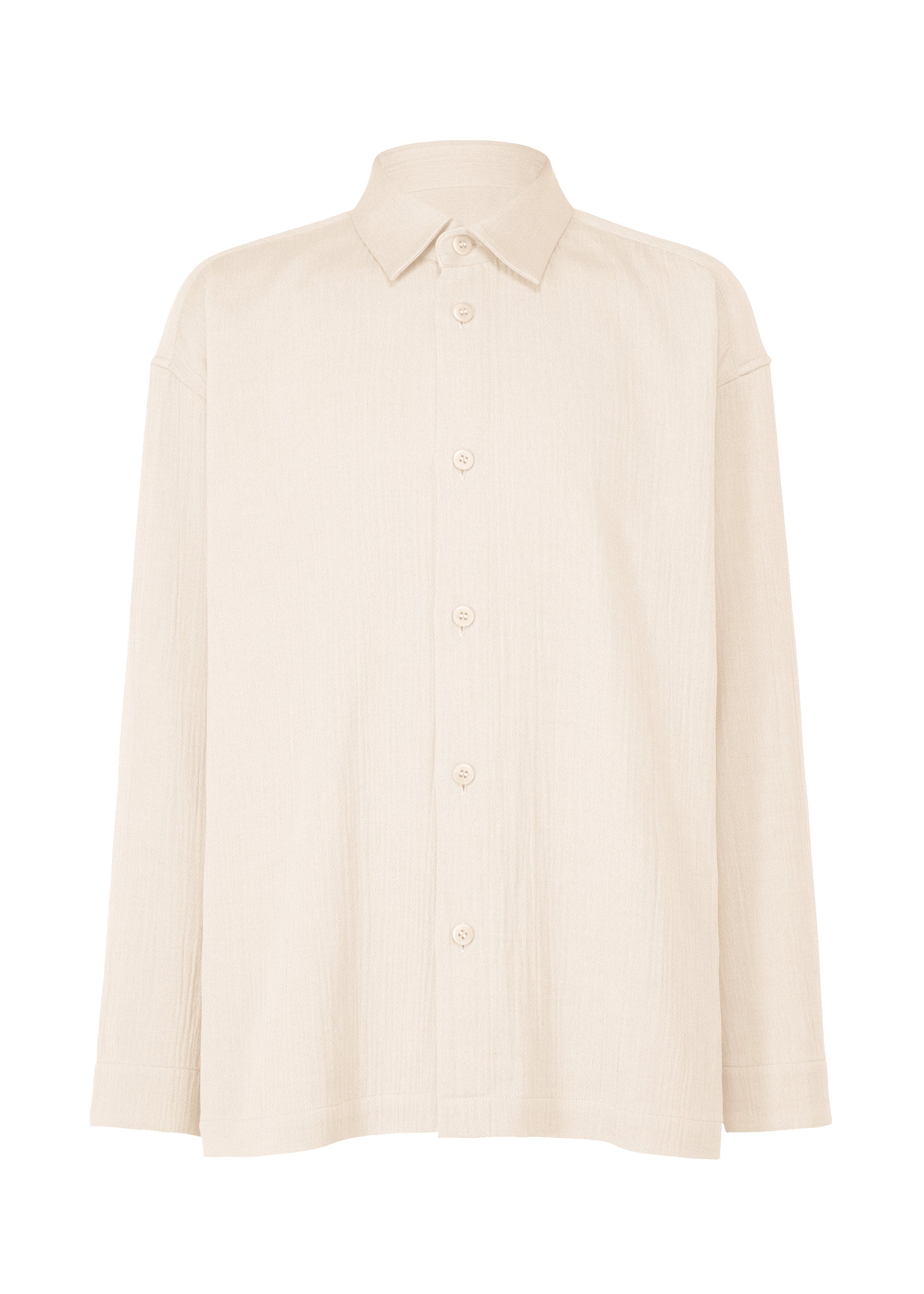 A product shot of the IM MEN DOUBLE WEAVE CREPE shirt in off-white (02).