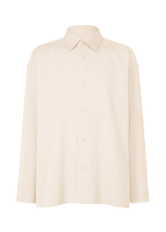 A product shot of the IM MEN DOUBLE WEAVE CREPE shirt in off-white (02).