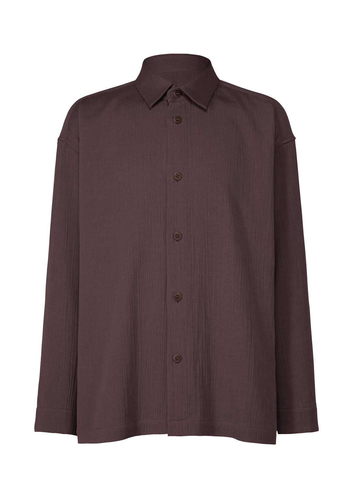 A product shot of the IM MEN DOUBLE WEAVE CREPE shirt in dark brown (45).