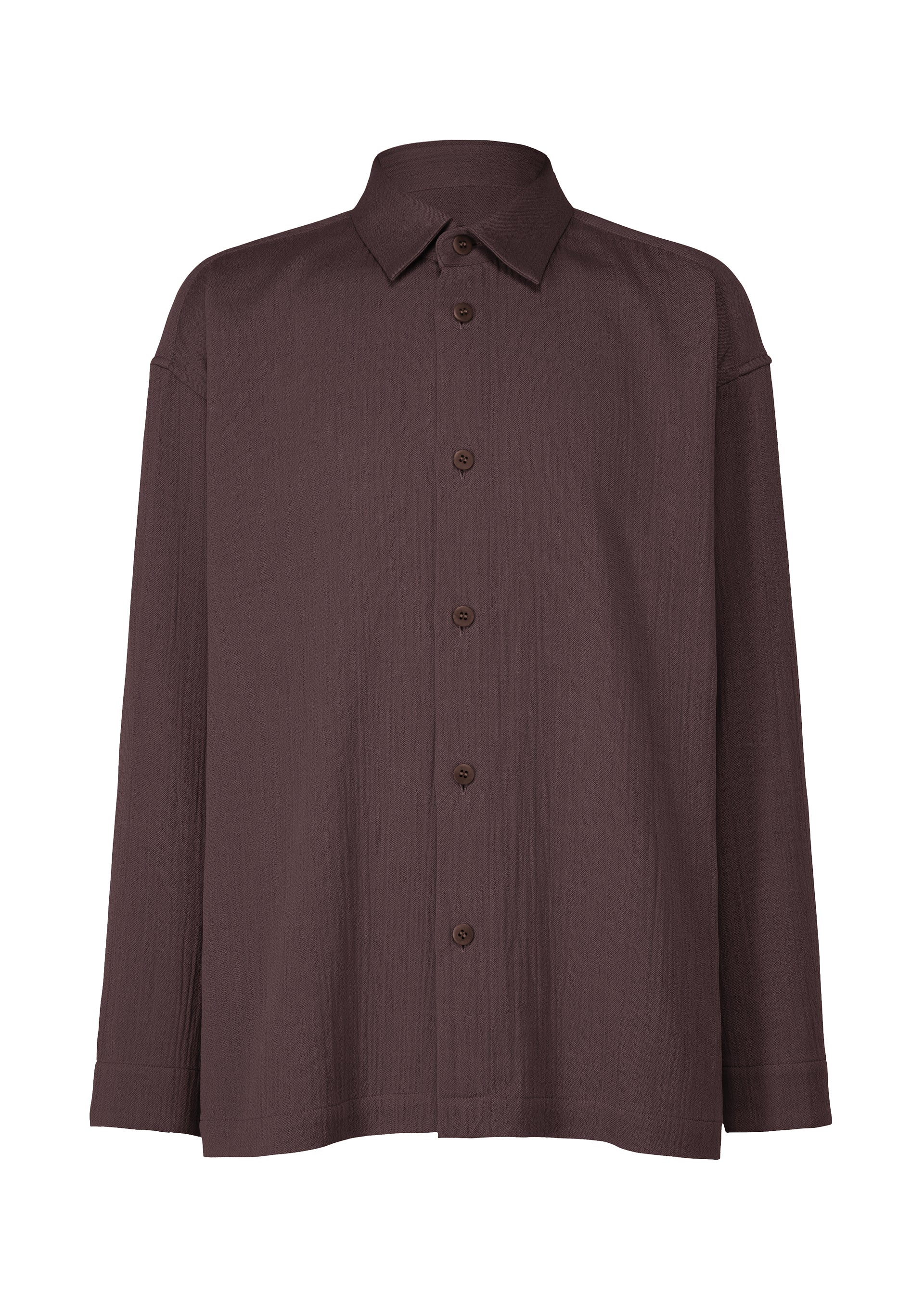 A product shot of the IM MEN DOUBLE WEAVE CREPE shirt in dark brown (45).