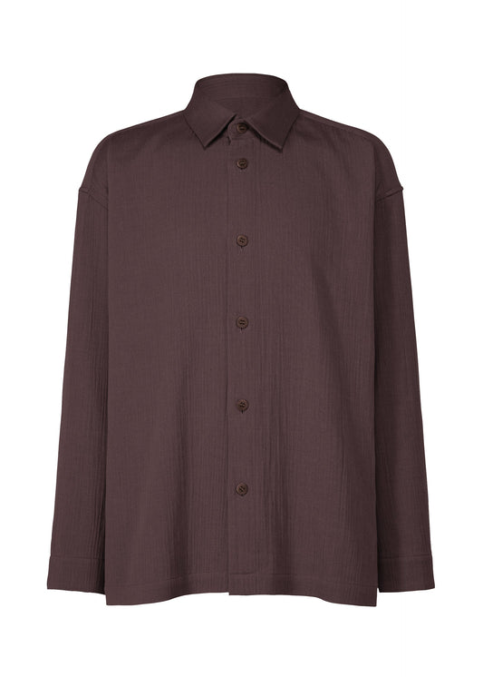 A product shot of the IM MEN DOUBLE WEAVE CREPE shirt in dark brown (45).