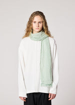 A model wears the IM MEN SHRINK BORDER STOLE stole.
