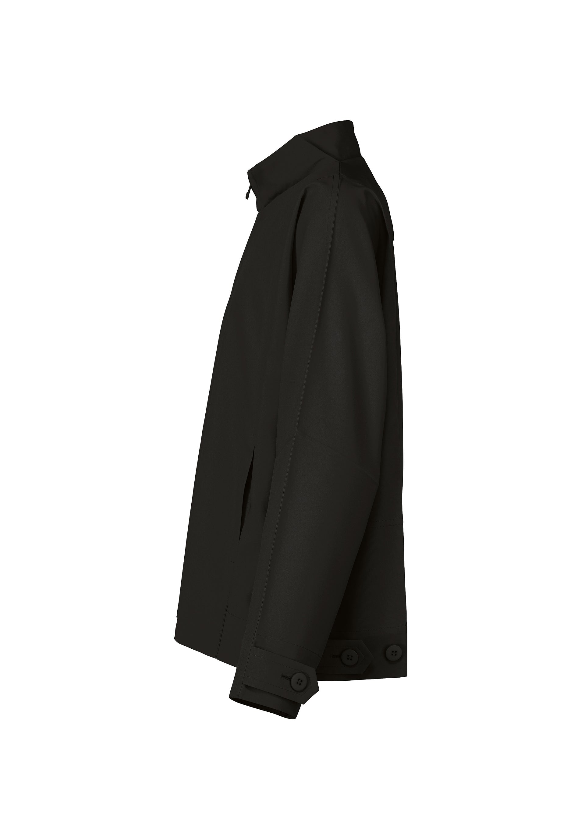 A detail shot of the IM MEN FLAT BLACK jacket.