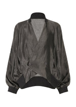 A product shot of the IM MEN SATIN WASH jacket in charcoal grey (13).