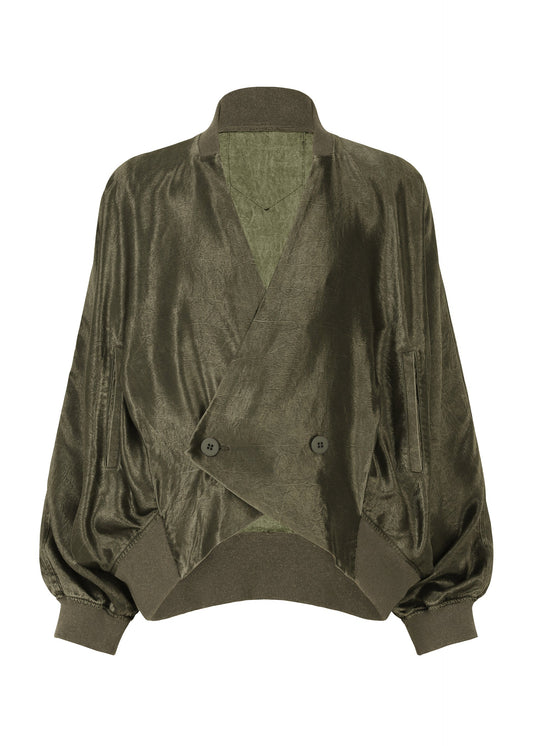 A product shot of the IM MEN SATIN WASH jacket in khaki (65).