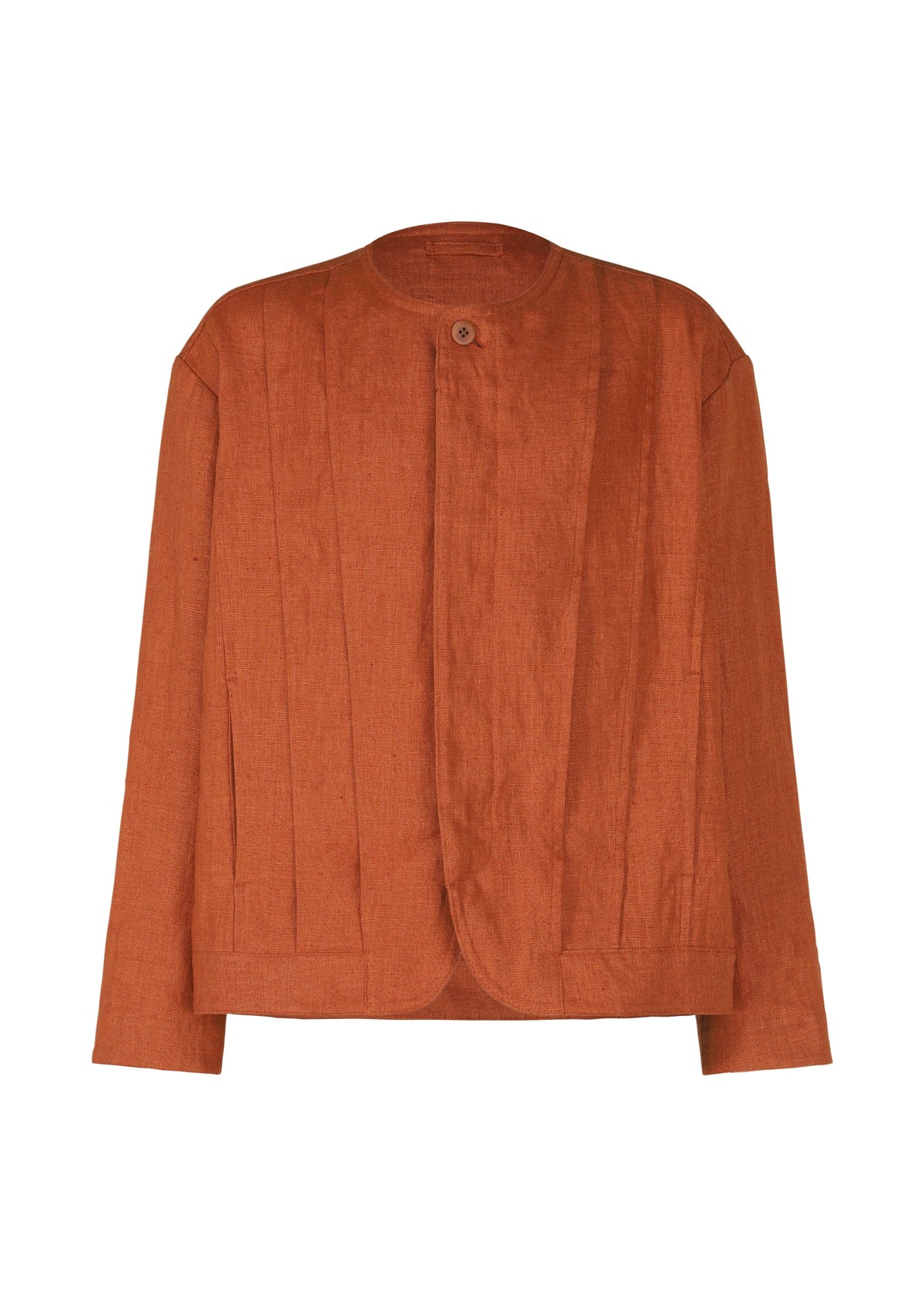 A product shot of the IM MEN TOUGH LINEN jacket in terracotta (27).