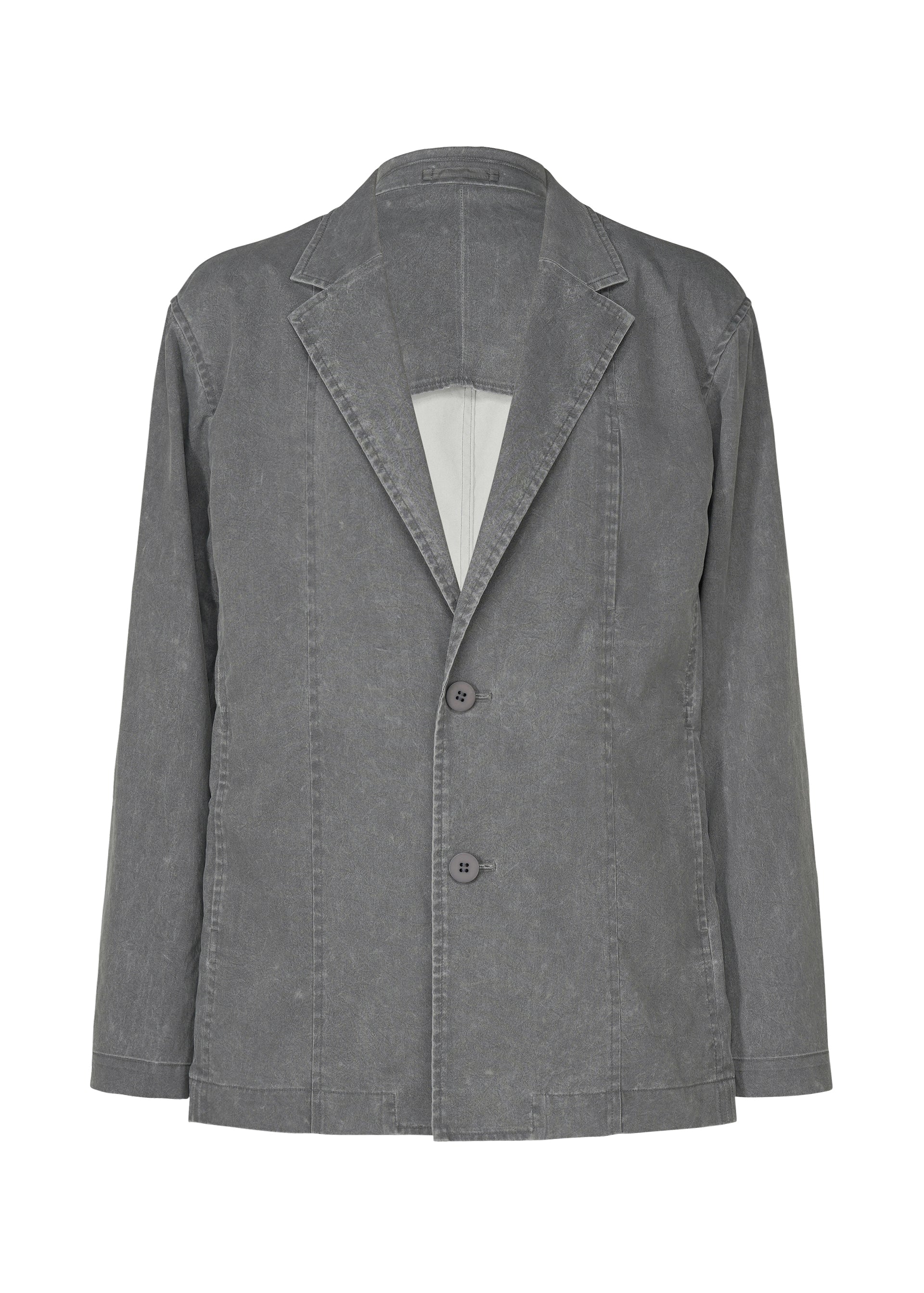 A product shot of the IM MEN AIR WASH jacket in gray.