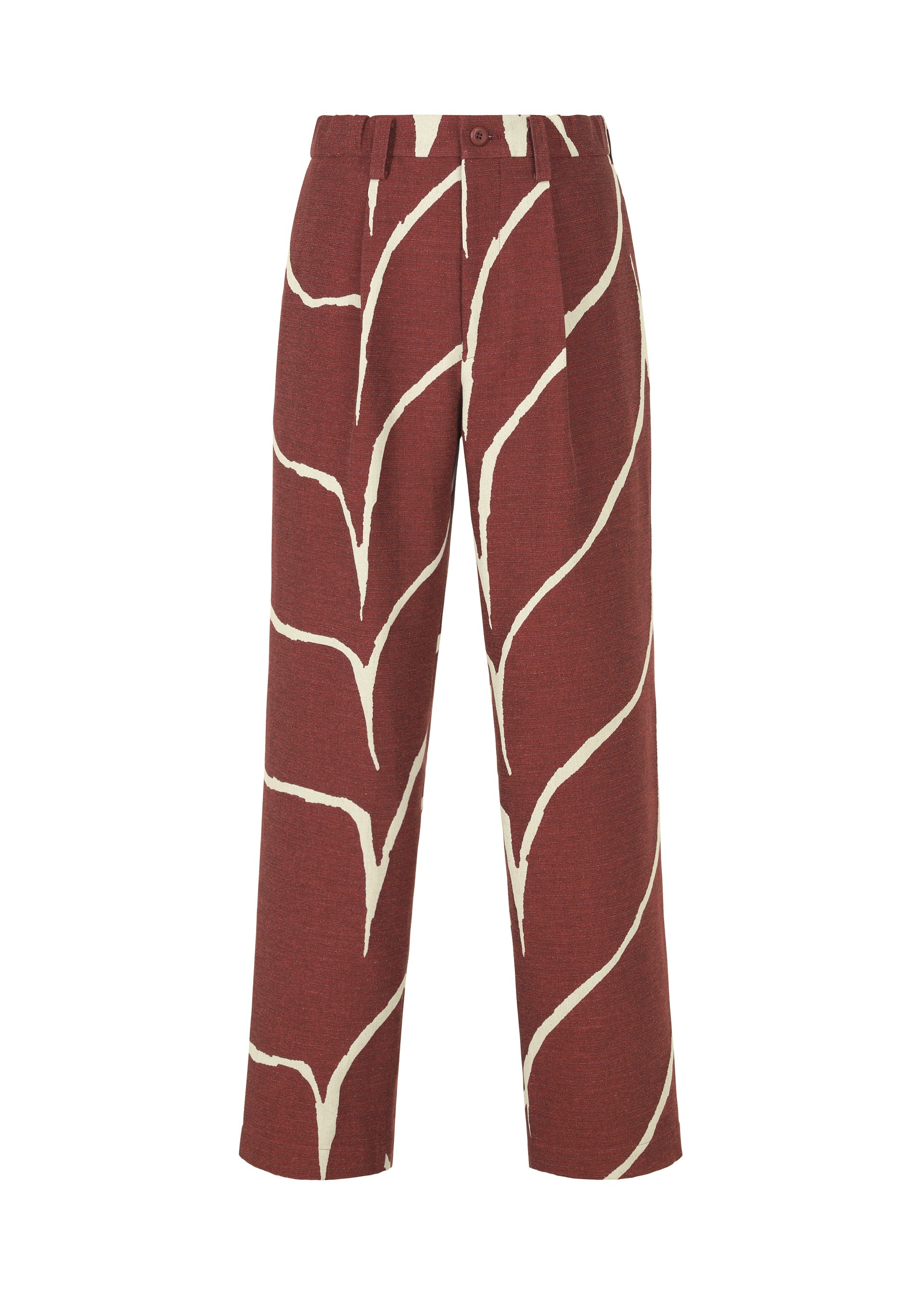 A product shot of the IM MEN EARTH trousers in red (24).