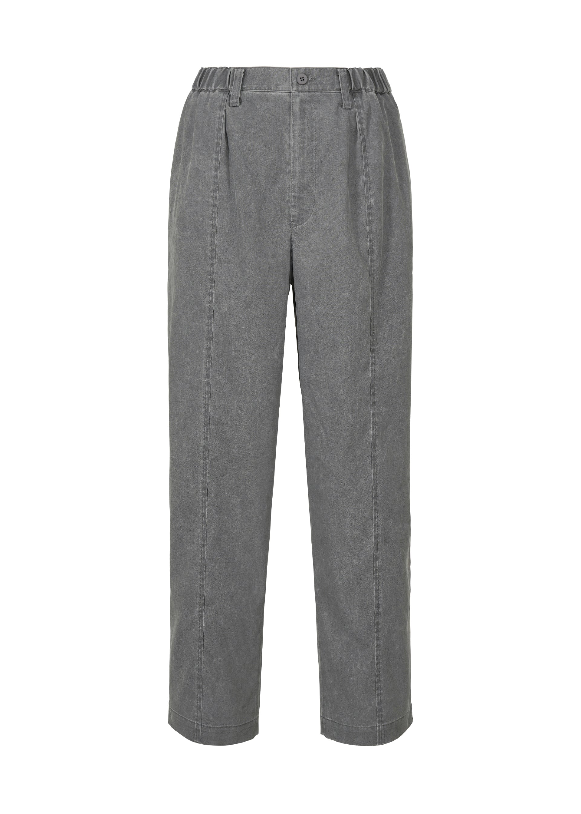 A product shot of the IM MEN AIR WASH trousers in gray.