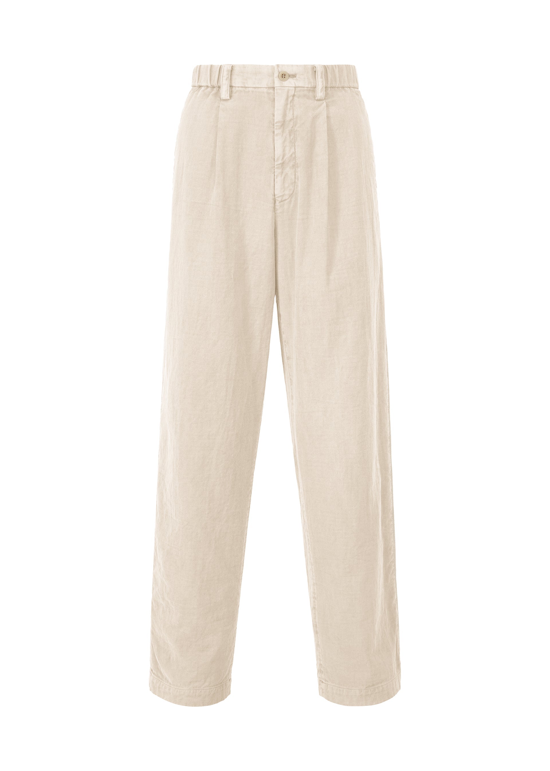 A product shot of the IM MEN PIGMENT DOUBLE FACE COTTON trousers in light beige (40).