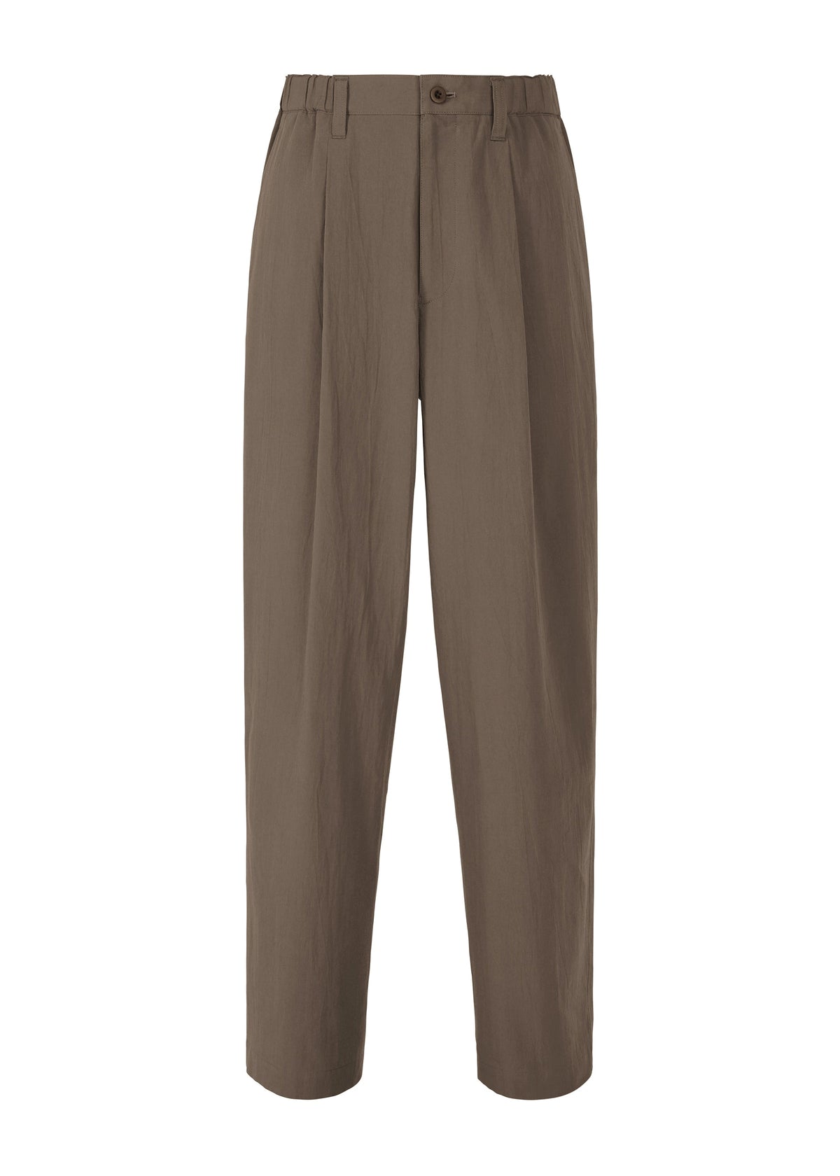 A product shot of the IM MEN NAVY BOTTOMS trousers in dark brown.