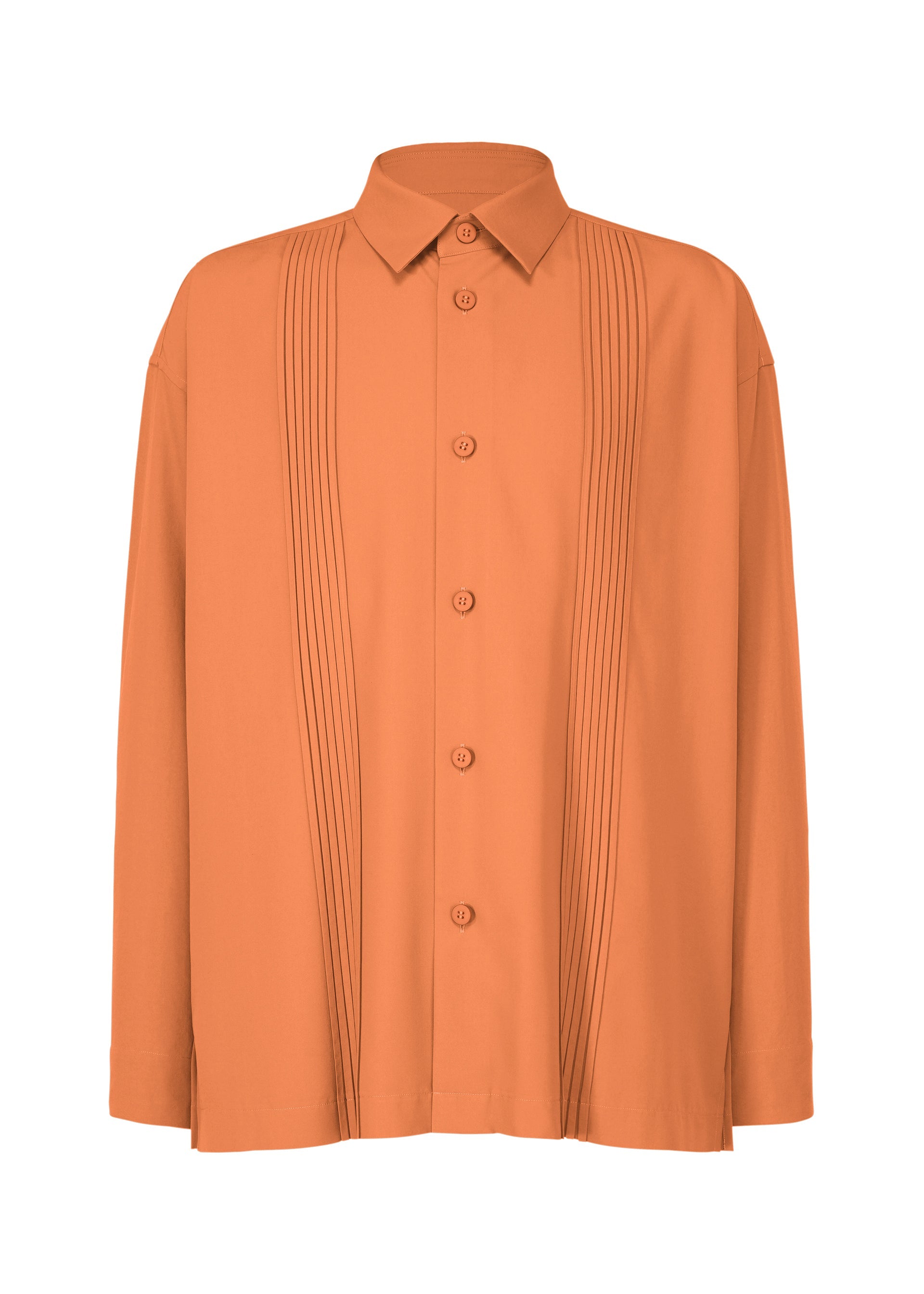 A product shot of the IM MEN PLEATS SHIRT shirt in light orange (31).