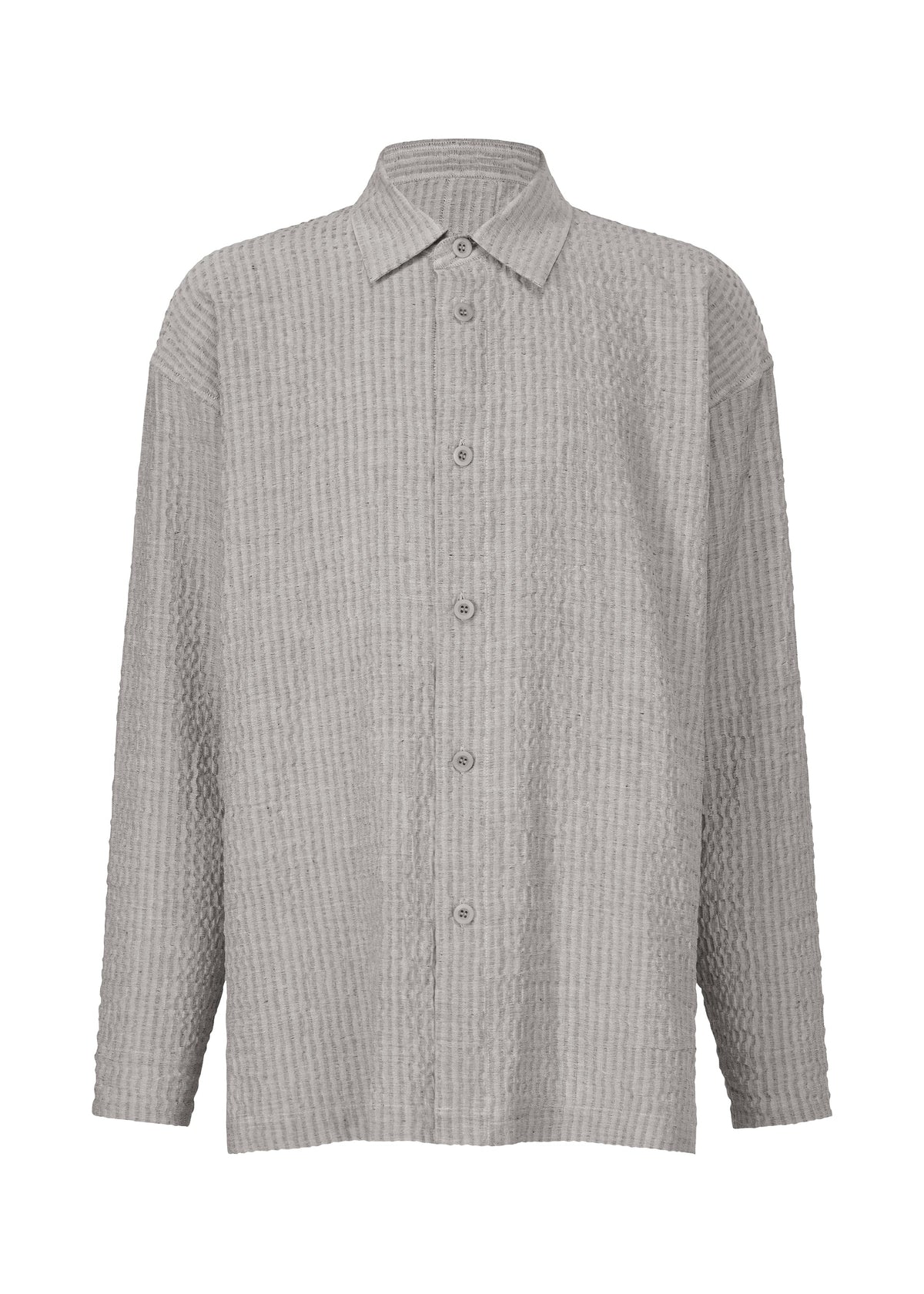 A product shot of the IM MEN STRIPE LINEN SHRINK shirt in grey (12).