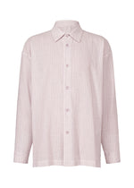 A product shot of the IM MEN STRIPE LINEN SHRINK shirt in light purple (80).