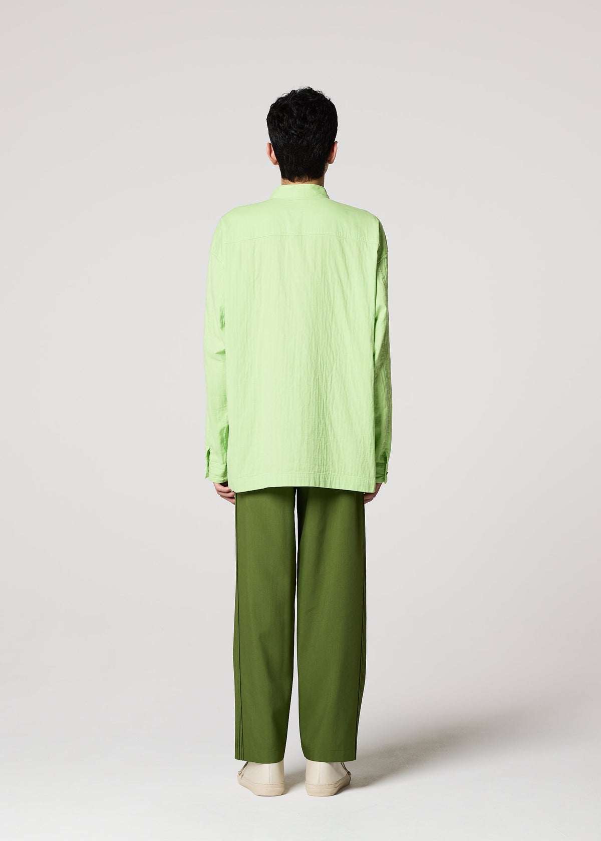 A model wears the IM MEN DOUBLE FACE COTTON SHIRT shirt.