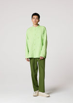 A model wears the IM MEN DOUBLE FACE COTTON SHIRT shirt.
