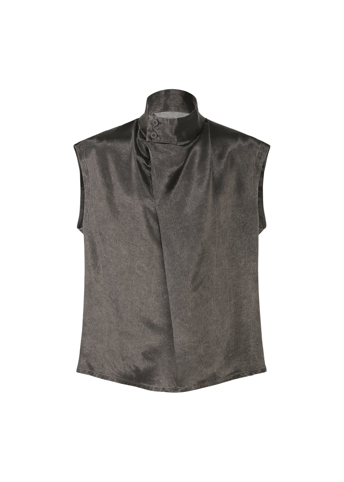A product shot of the IM MEN SATIN WASH top in charcoal grey (13).