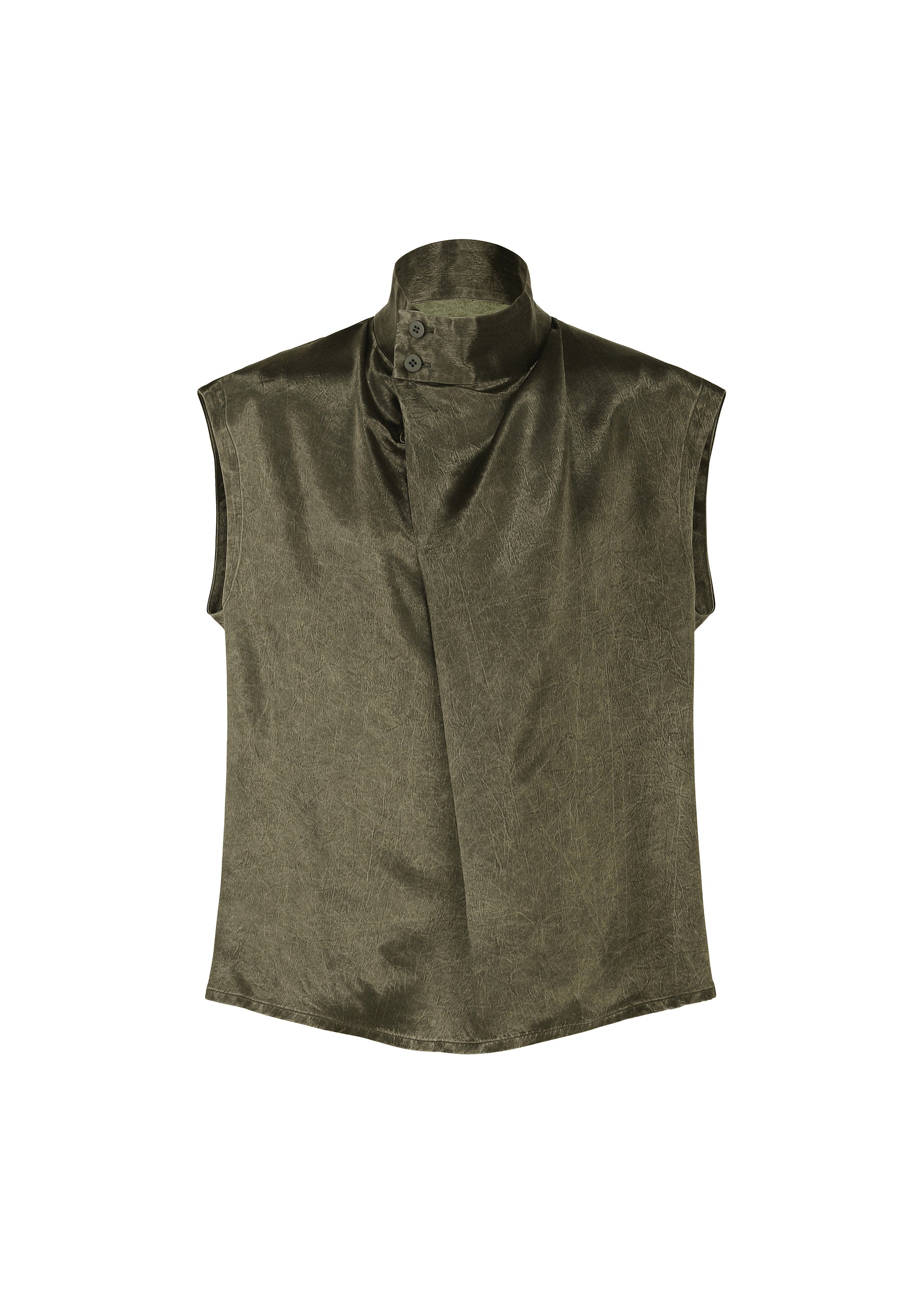 A product shot of the IM MEN SATIN WASH top in khaki (65).