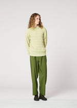 A model wears the IM MEN ZIG ZAG RIB KNIT top.