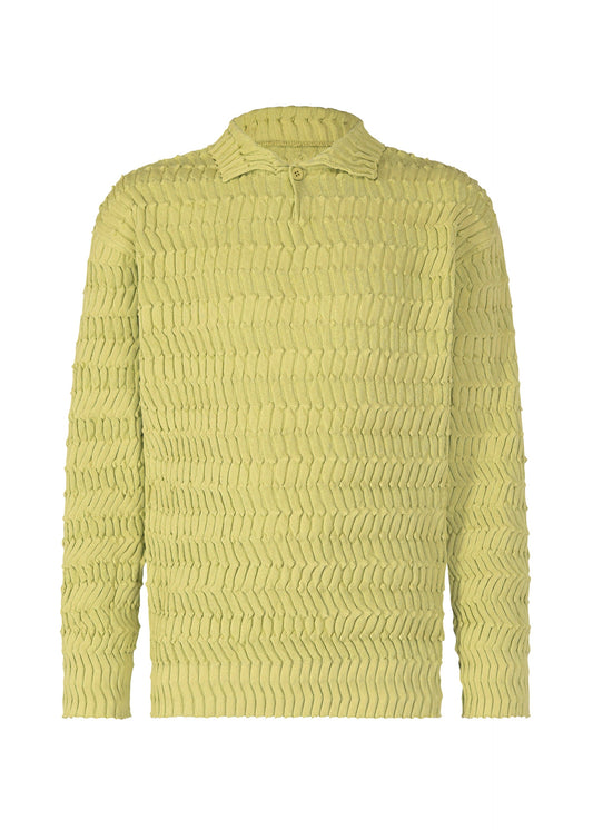 A product shot of the IM MEN ZIG ZAG RIB KNIT top in light green (60).