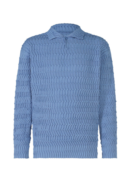 A product shot of the IM MEN ZIG ZAG RIB KNIT top in light blue (70).