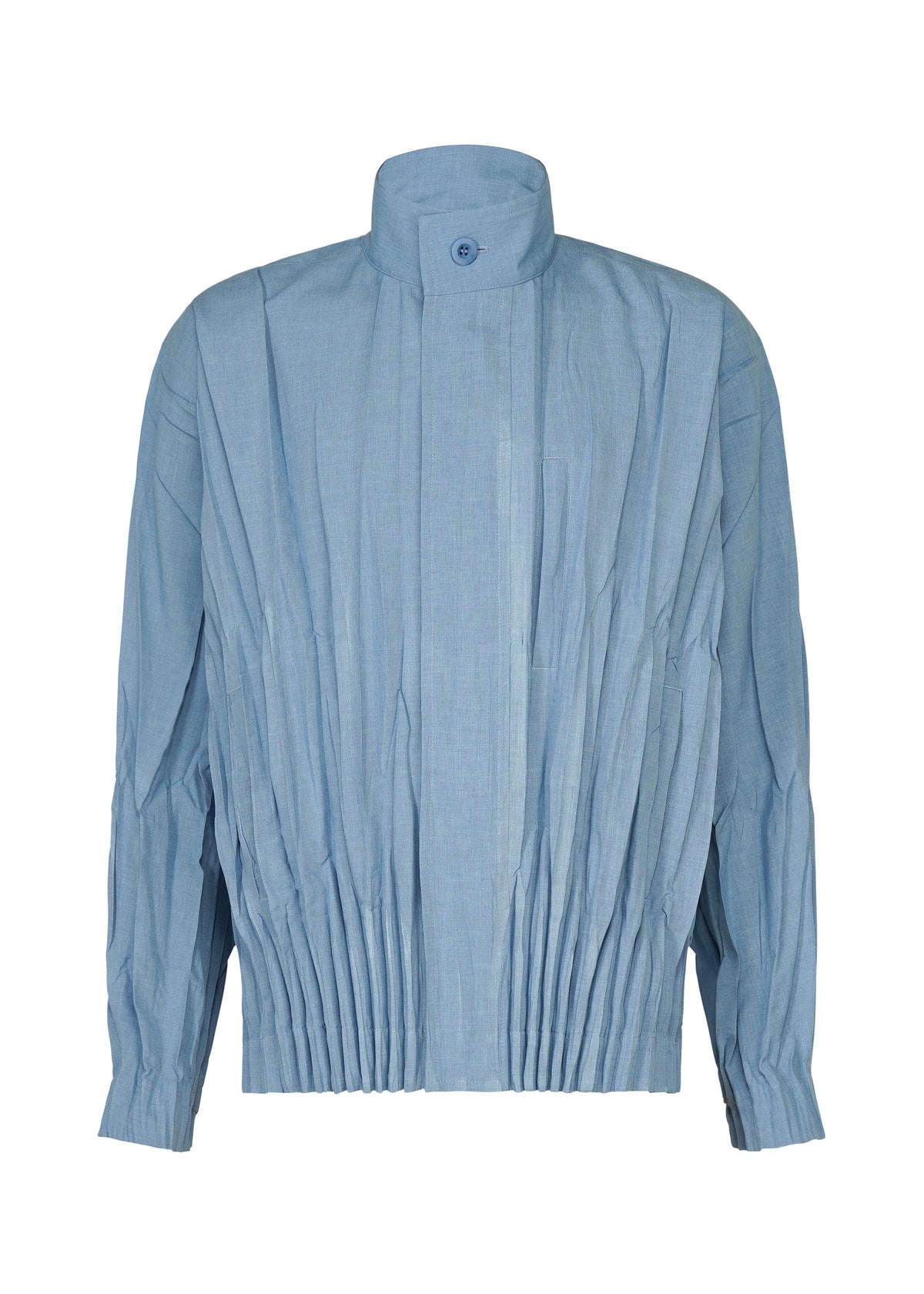 A product shot of the IM MEN EDGE jacket in light blue.