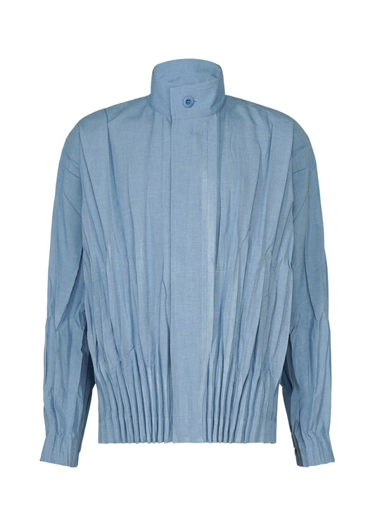 A product shot of the IM MEN EDGE jacket in light blue.