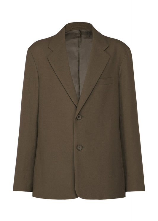 A product shot of the IM MEN SHRINK WOOL jacket in brown.