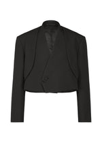 A product shot of the IM MEN SHRINK WOOL jacket in black.