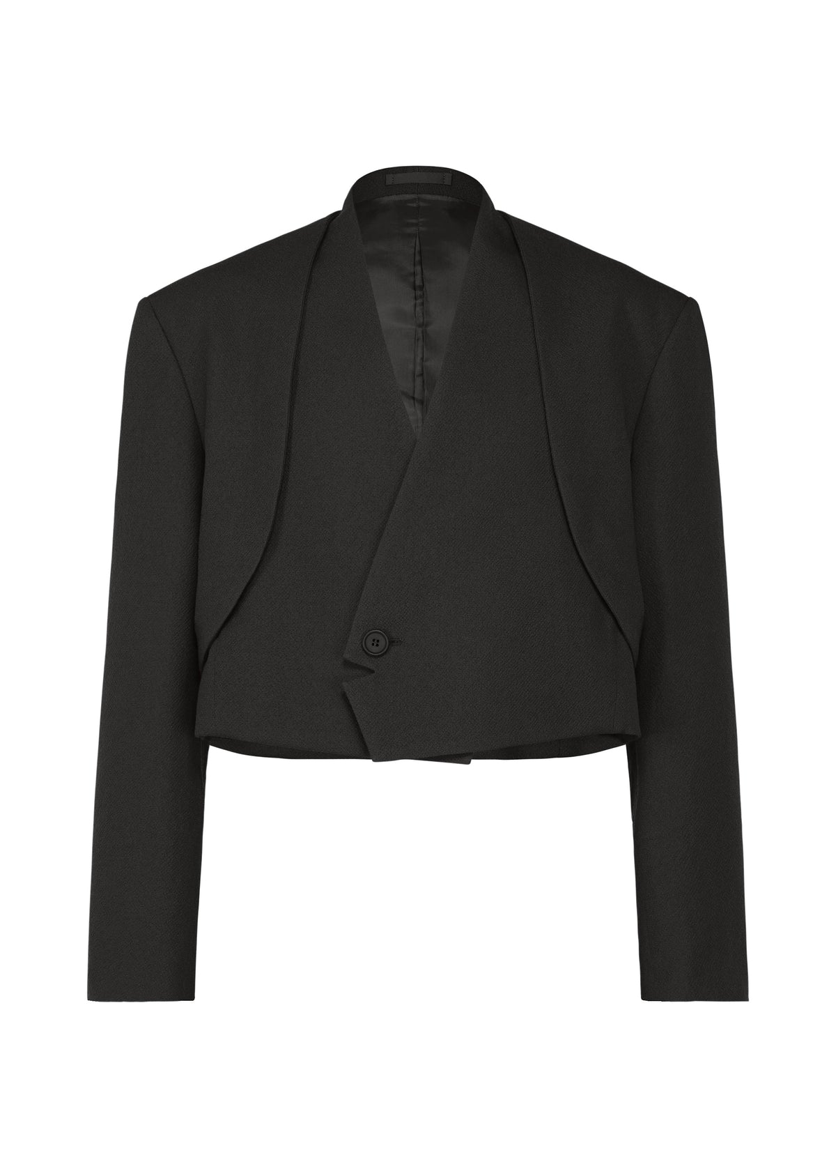 A product shot of the IM MEN SHRINK WOOL jacket in black.