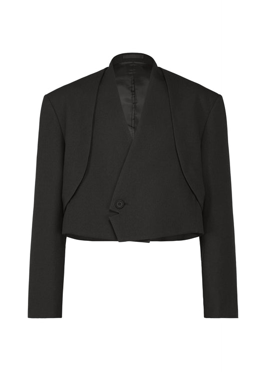 A product shot of the IM MEN SHRINK WOOL jacket in black.