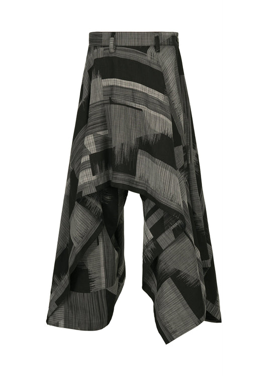 A product shot of the IM MEN KASURI trousers in black.