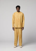 A model wears the IM MEN KASURI kasuri-straight-leg-trousers-black.