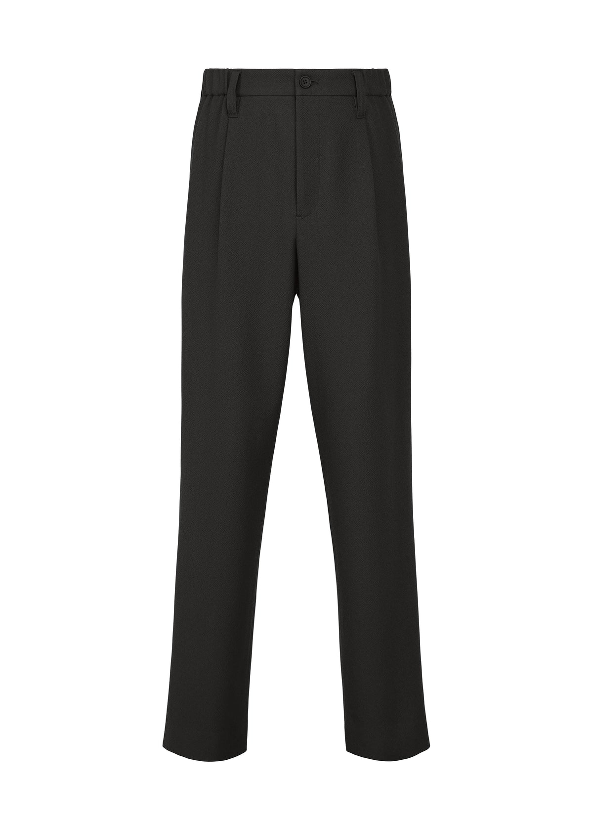 A product shot of the IM MEN SHRINK WOOL trousers in black.