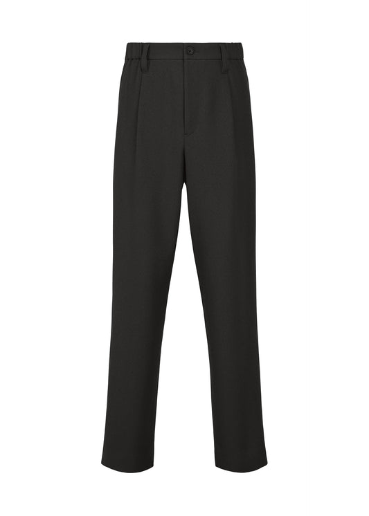 A product shot of the IM MEN SHRINK WOOL trousers in black.