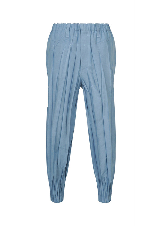 A product shot of the IM MEN EDGE trousers in light blue.