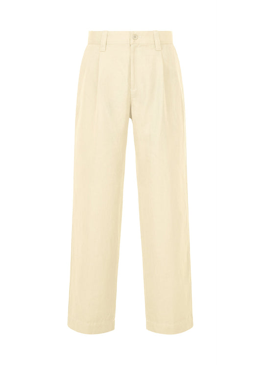 A product shot of the IM MEN TOUGH WOOL COTTON trousers in ivory.